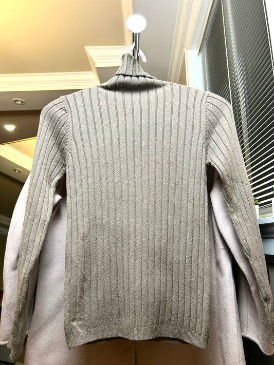 Grey Stripe Sweater with Turtleneck